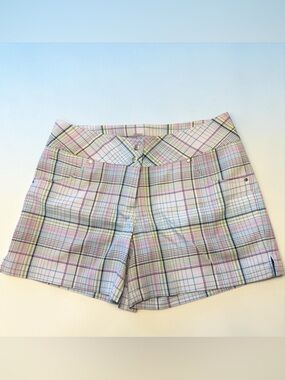 Slazenger Plaid Golf Shorts Pastel Preppy Stretch Size 6